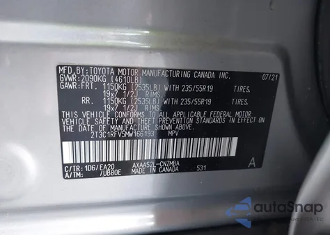 2021 Toyota Rav4 Xle Premium from USA, damaged, VIN 2T3C1RFV5MW166193